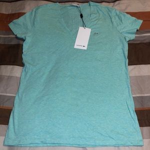 BRAND NEW WOMANS LACOSTE VNECK SOFT TEE SZ 40 MED